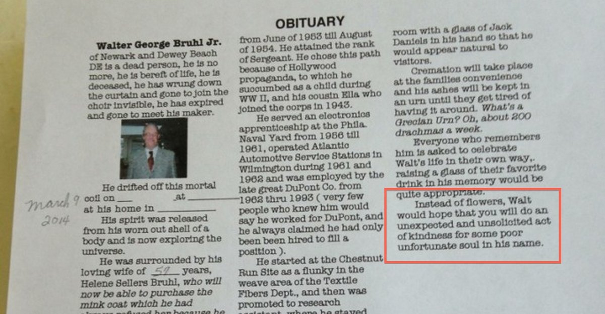 read this grandpa s funny self written obituary and then funny obituary examples