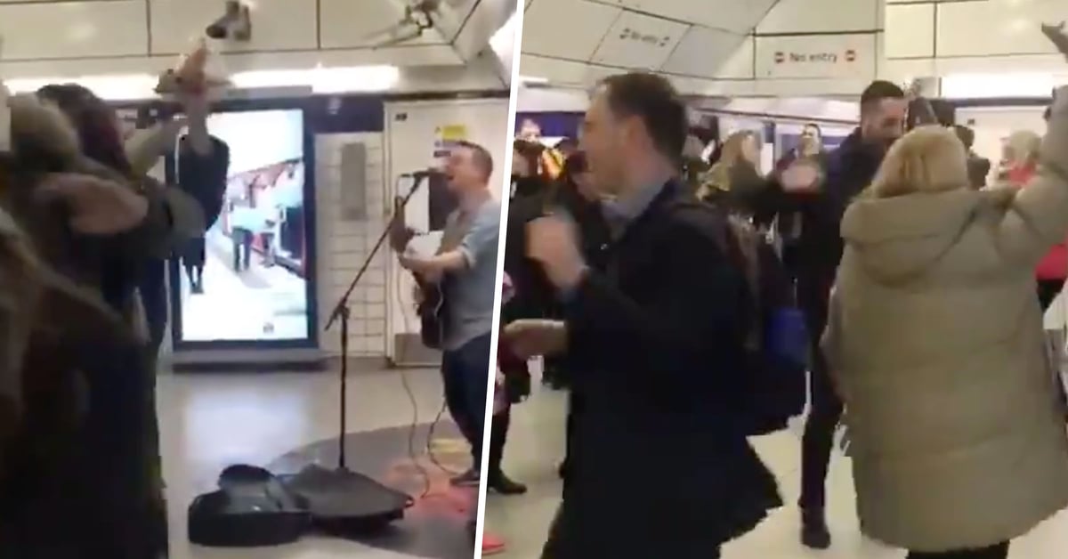 Heartwarming Moment Passengers Break out Into Impromptu Dance as Busker Performs