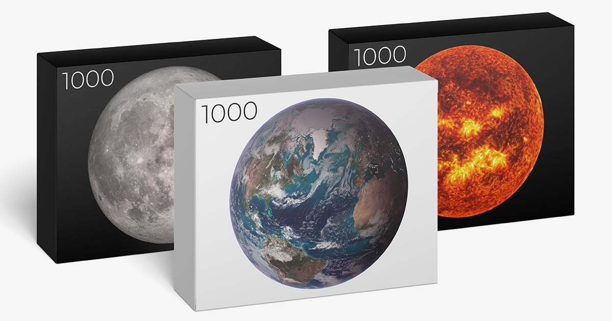 1,000 Piece Earth, Moon and Sun Jigsaw Puzzles 22 Words