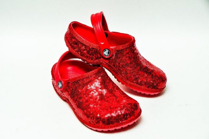 white sparkly wedding crocs