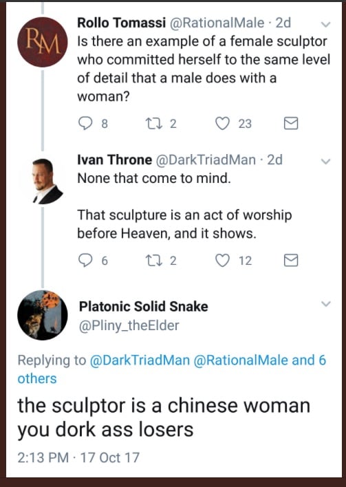 Racist Sexist Bro Gets Hilarious Surprise When He Claims A Sculpture Is