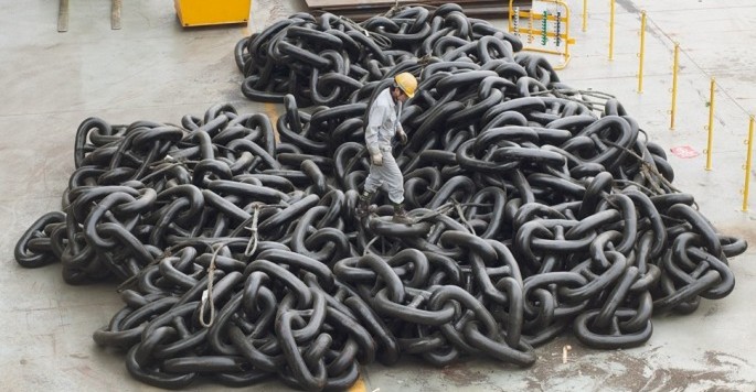 Anchor chain for the world's largest ship is so big it