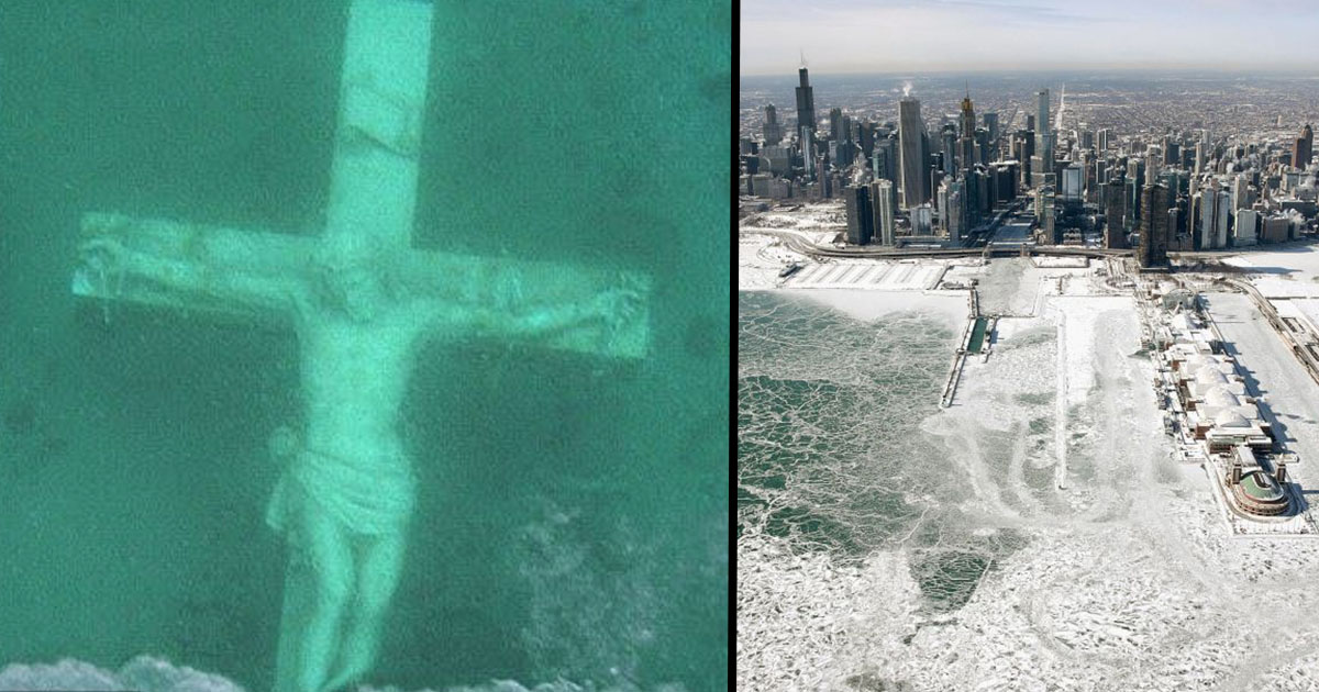Thousands Go To See Huge Underwater Jesus Visible Under Frozen Lake